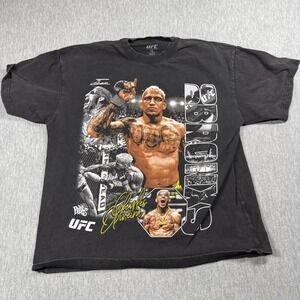 UFC Shirt Mens L Black Charles Oliveira Do Bronx MMA Fighter Graphic Tee Short